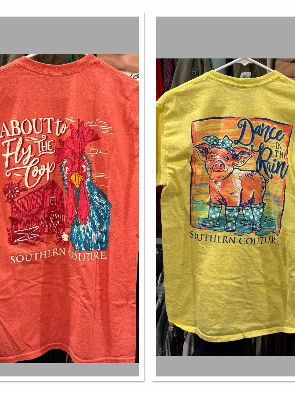 Southern Couture - two t-shirts, Orange and yellow Gildan Heavy Cotton Tees, M
